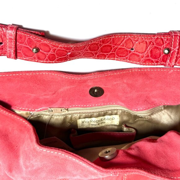 Via Repubblica Fushcia Pink Suede Handbag NWT - Picture 7 of 10